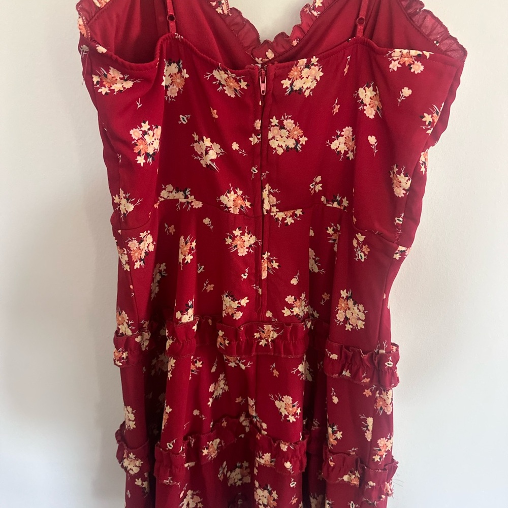 Francesca’s Red Floral Dress - L - Picture 6 of 9